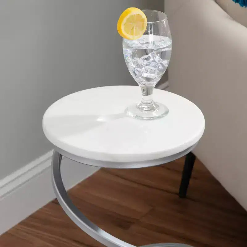 Grendon DContemporary Beistelltisch mit Achatplatte, handgefertigter goldener spiralförmiger Beistelltisch mit Metallfuß, glamouröser Akzenttisch neben dem Sessel zur Wohnraumdekorationrink Table - Powell Company