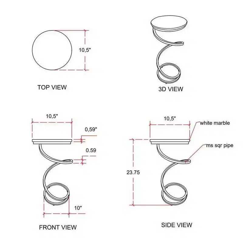 Grendon DContemporary Beistelltisch mit Achatplatte, handgefertigter goldener spiralförmiger Beistelltisch mit Metallfuß, glamouröser Akzenttisch neben dem Sessel zur Wohnraumdekorationrink Table - Powell Company