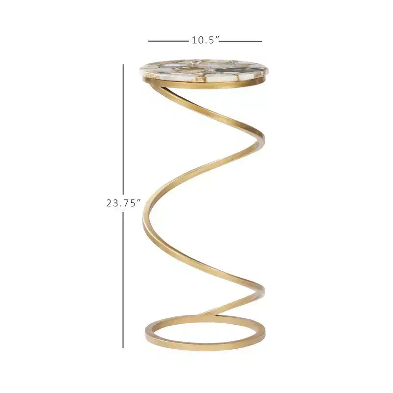 Grendon DContemporary Beistelltisch mit Achatplatte, handgefertigter goldener spiralförmiger Beistelltisch mit Metallfuß, glamouröser Akzenttisch neben dem Sessel zur Wohnraumdekorationrink Table - Powell Company