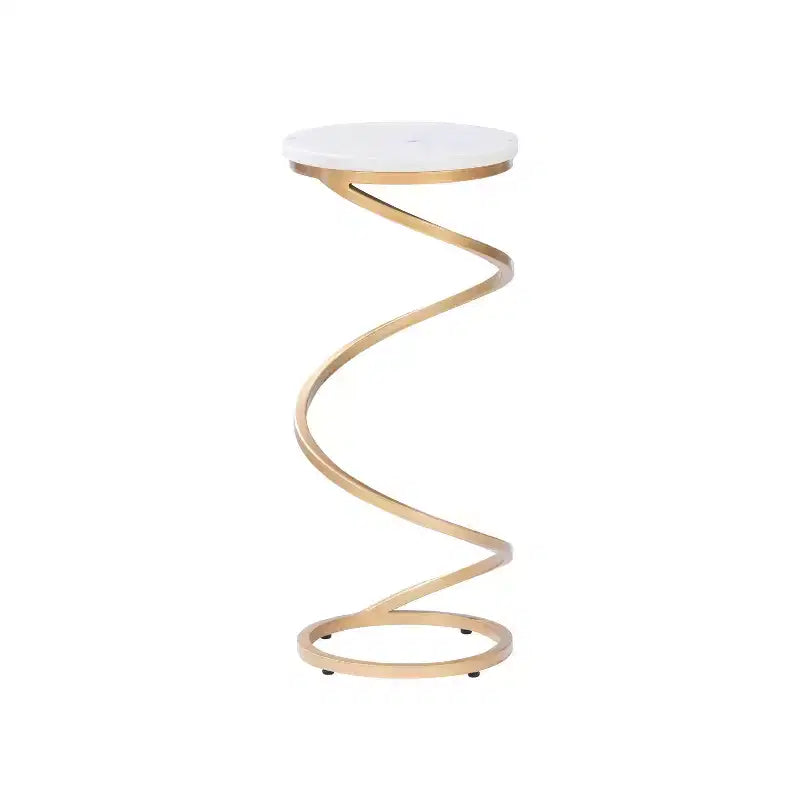 Grendon DContemporary Beistelltisch mit Achatplatte, handgefertigter goldener spiralförmiger Beistelltisch mit Metallfuß, glamouröser Akzenttisch neben dem Sessel zur Wohnraumdekorationrink Table - Powell Company