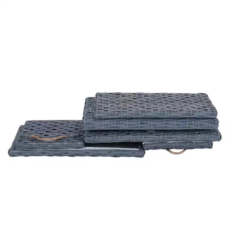 Caja de almacenamiento de mimbre tejida a mano con tapa, baúl de ratán, cesta organizadora decorativa para el hogar