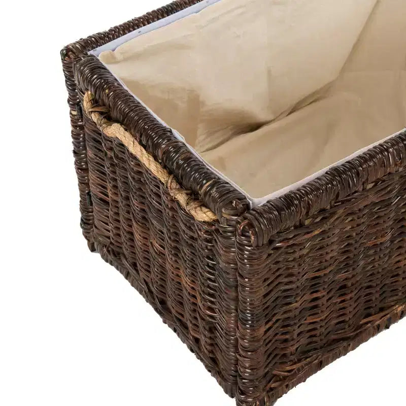 Caja de almacenamiento de mimbre tejida a mano con tapa, baúl de ratán, cesta organizadora decorativa para el hogar