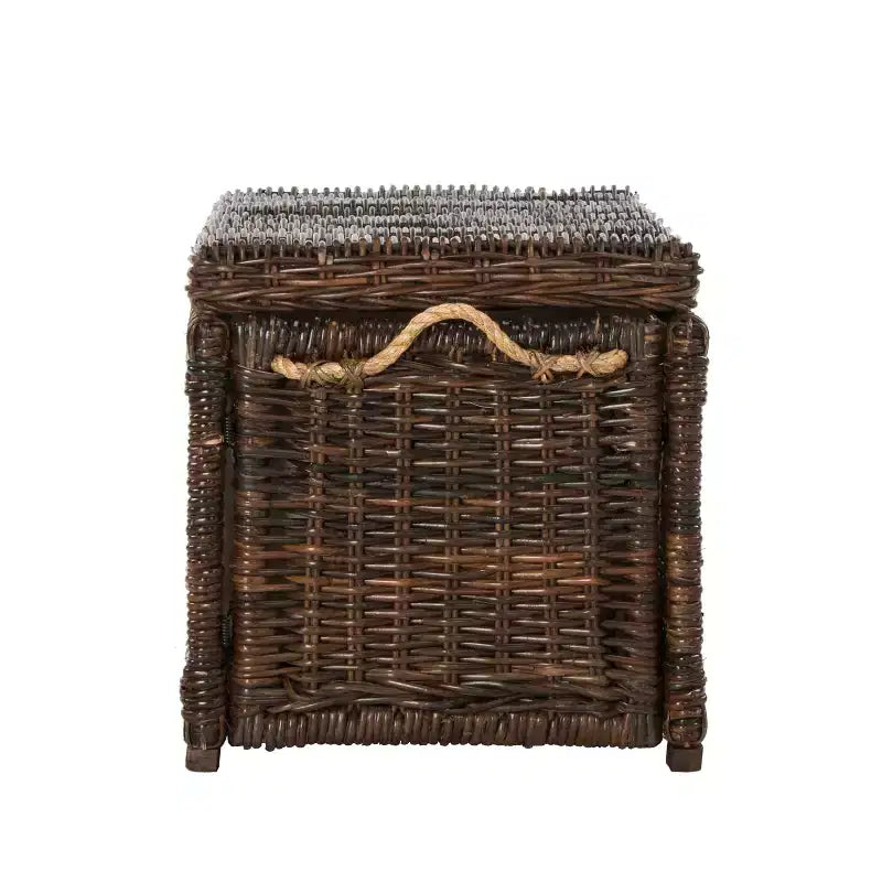 Caja de almacenamiento de mimbre tejida a mano con tapa, baúl de ratán, cesta organizadora decorativa para el hogar