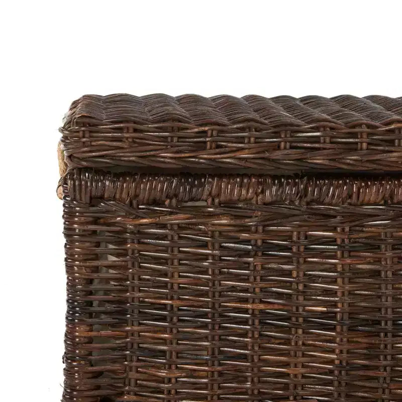 Caja de almacenamiento de mimbre tejida a mano con tapa, baúl de ratán, cesta organizadora decorativa para el hogar
