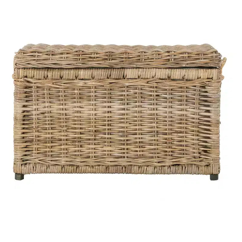 Caja de almacenamiento de mimbre tejida a mano con tapa, baúl de ratán, cesta organizadora decorativa para el hogar