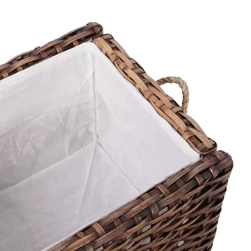 Caja de almacenamiento de mimbre tejida a mano con tapa, baúl de ratán, cesta organizadora decorativa para el hogar