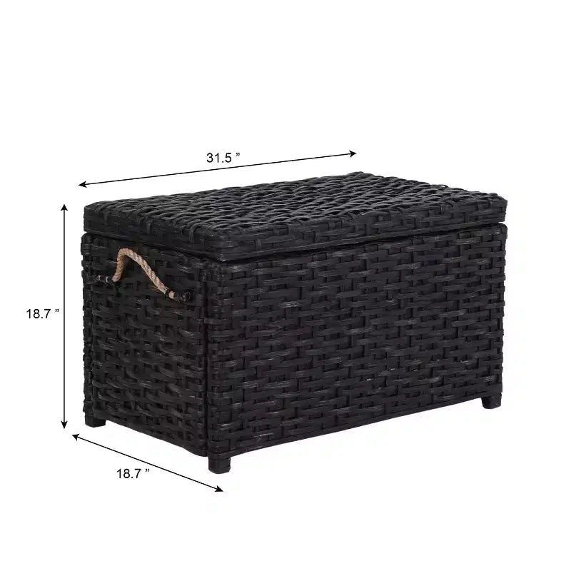 Caja de almacenamiento de mimbre tejida a mano con tapa, baúl de ratán, cesta organizadora decorativa para el hogar
