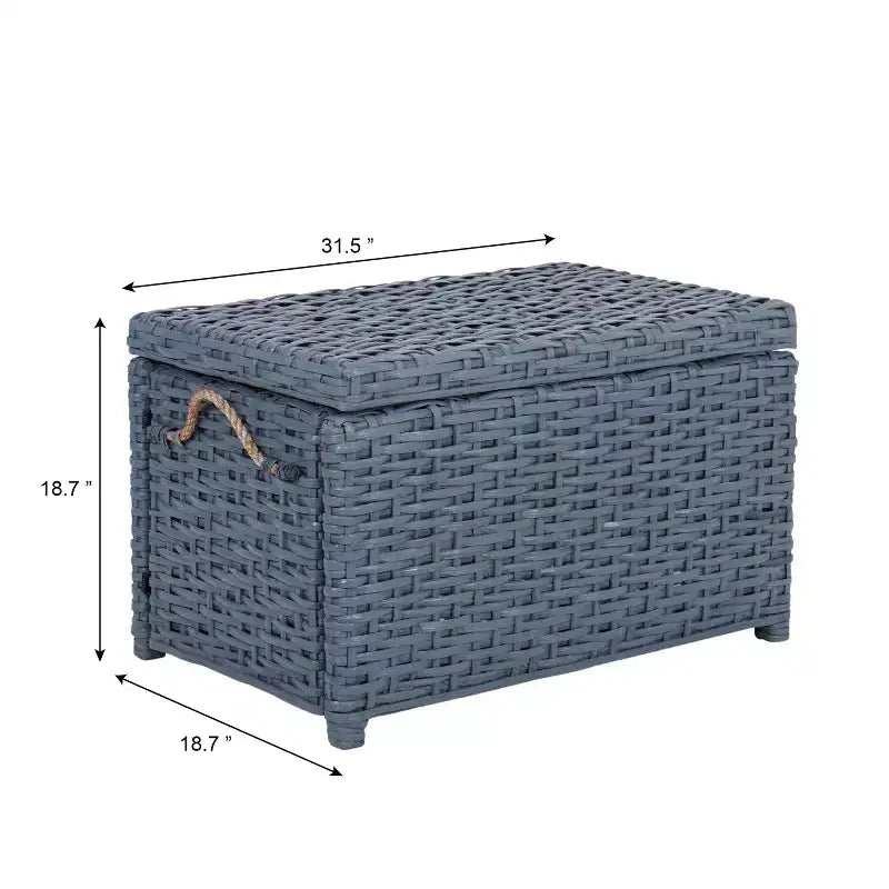Caja de almacenamiento de mimbre tejida a mano con tapa, baúl de ratán, cesta organizadora decorativa para el hogar