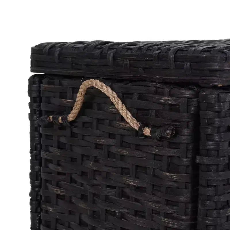 Caja de almacenamiento de mimbre tejida a mano con tapa, baúl de ratán, cesta organizadora decorativa para el hogar
