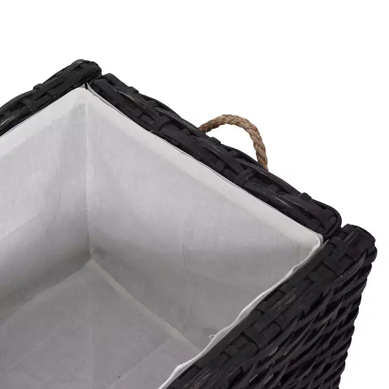 Caja de almacenamiento de mimbre tejida a mano con tapa, baúl de ratán, cesta organizadora decorativa para el hogar