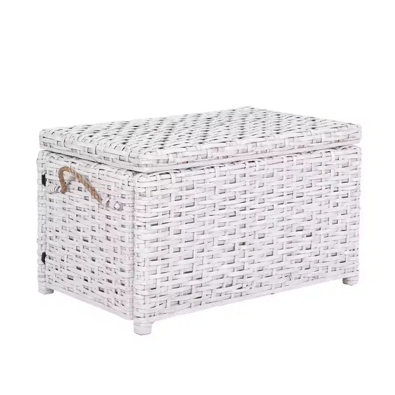 Caja de almacenamiento de mimbre tejida a mano con tapa, baúl de ratán, cesta organizadora decorativa para el hogar