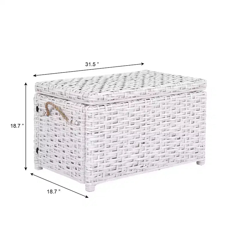 Caja de almacenamiento de mimbre tejida a mano con tapa, baúl de ratán, cesta organizadora decorativa para el hogar