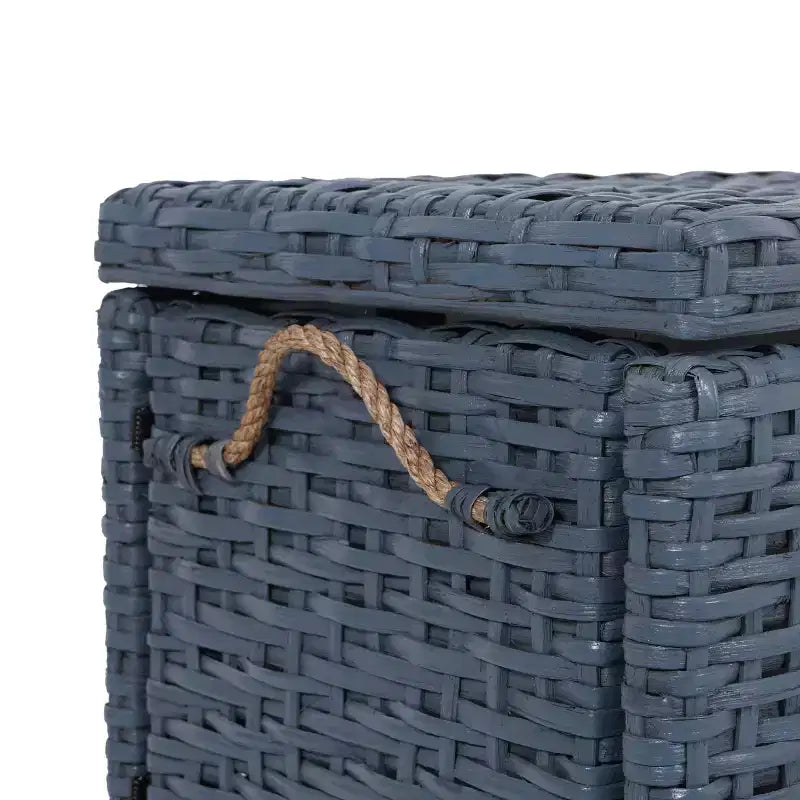 Caja de almacenamiento de mimbre tejida a mano con tapa, baúl de ratán, cesta organizadora decorativa para el hogar