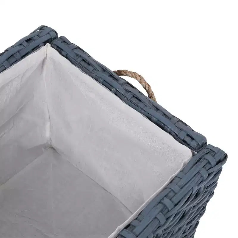 Caja de almacenamiento de mimbre tejida a mano con tapa, baúl de ratán, cesta organizadora decorativa para el hogar