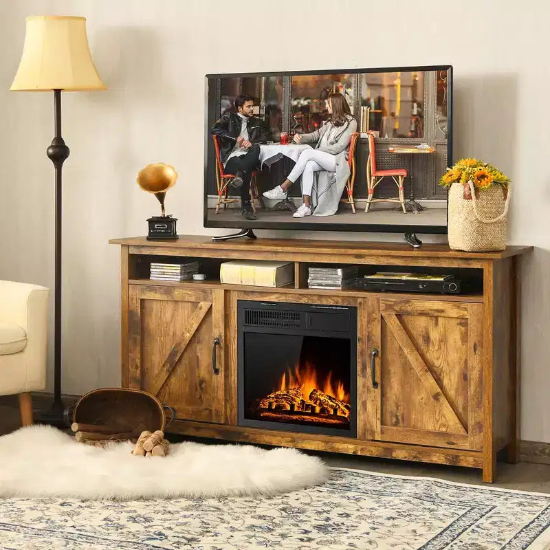 60'' TV-Ständer im Industriestil mit 18'' 750W/1500W Elektrokamin