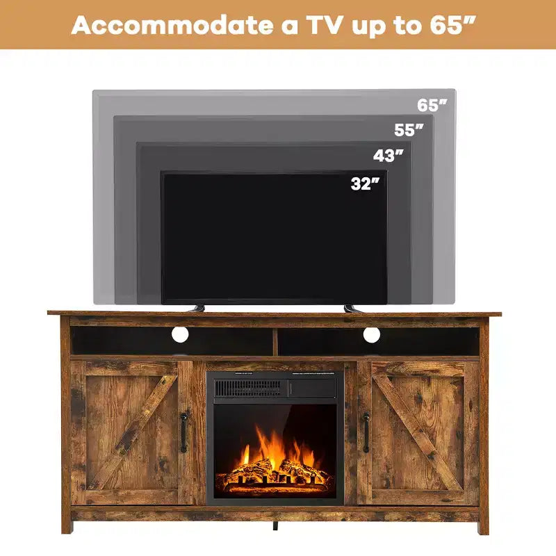 60'' TV-Ständer im Industriestil mit 18'' 750W/1500W Elektrokamin